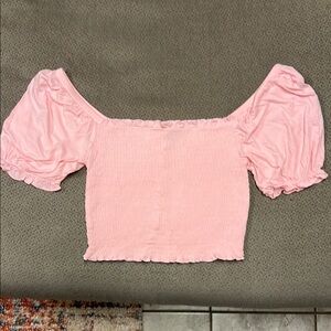 Pink Puff Sleeve Women's Top